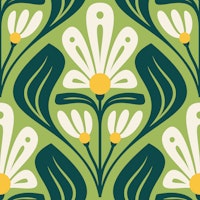 Retro Daisy Bliss in Green - S wallpaper