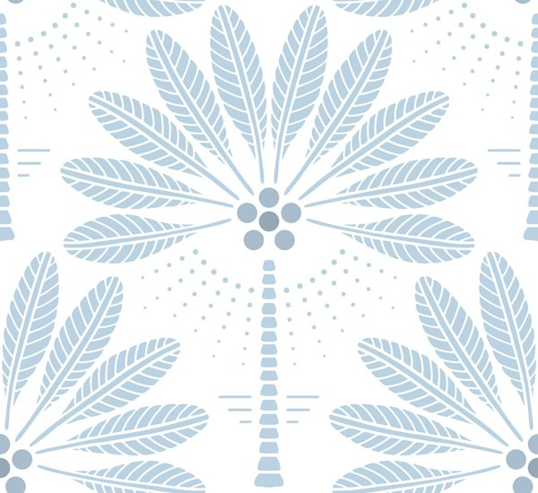 Coastal Palm Tree Wallpaper in Air Blue