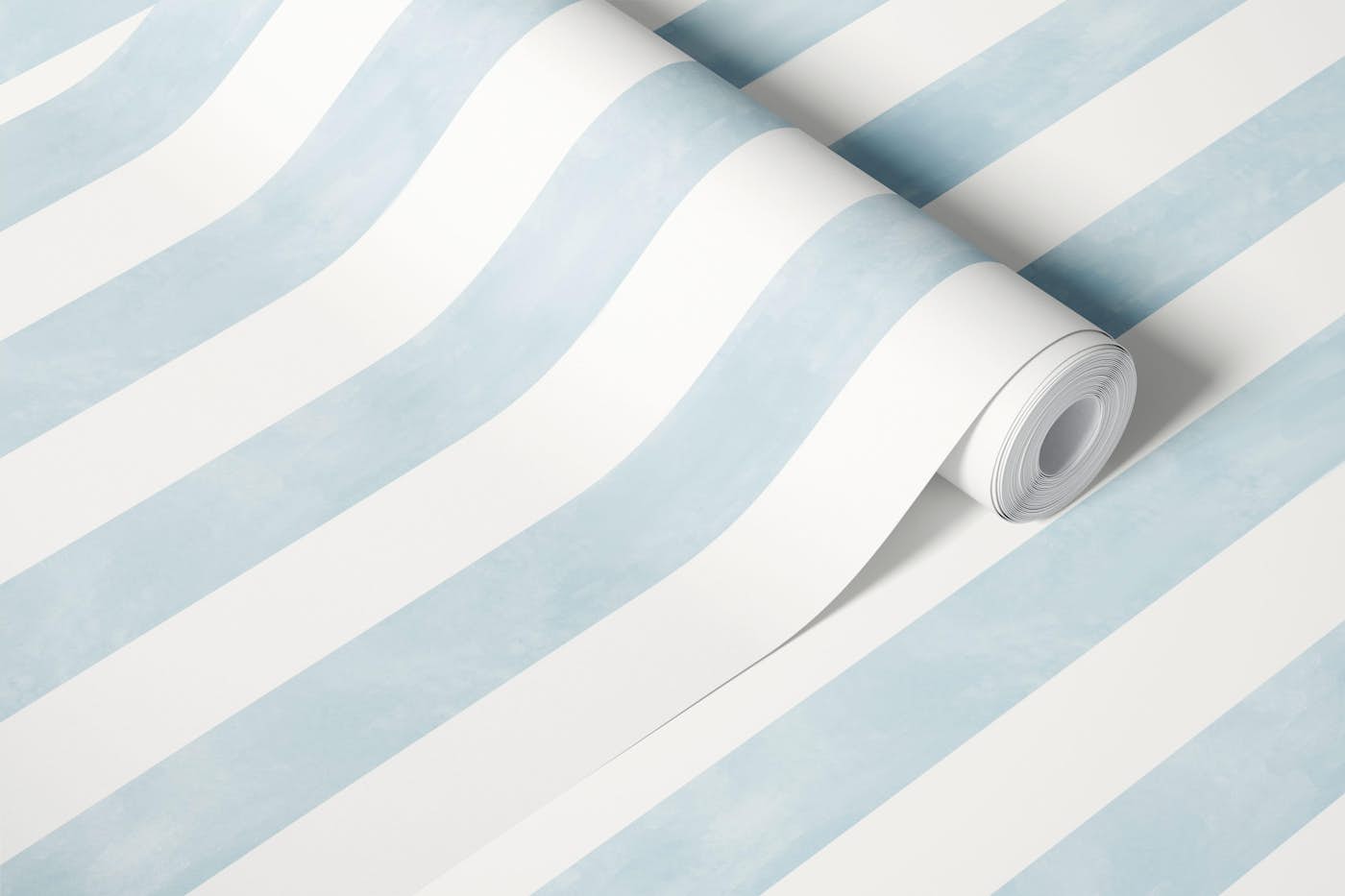 Air blue Watercolor cabana stripes wallpaper roll