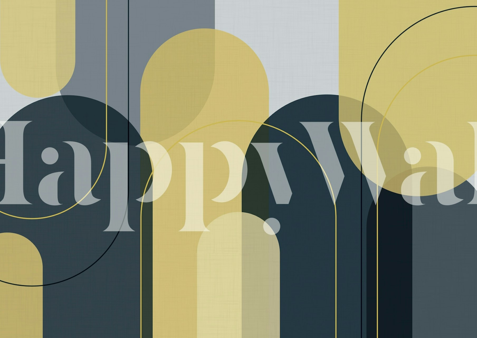 Tapeta Elegant Arches Navy Yellow v místnosti