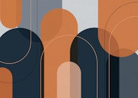 Elegant Arches Navy Orange tapeta