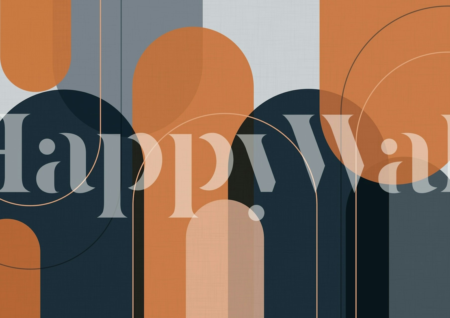 Elegant Arches Navy Orange wallpaper in a room