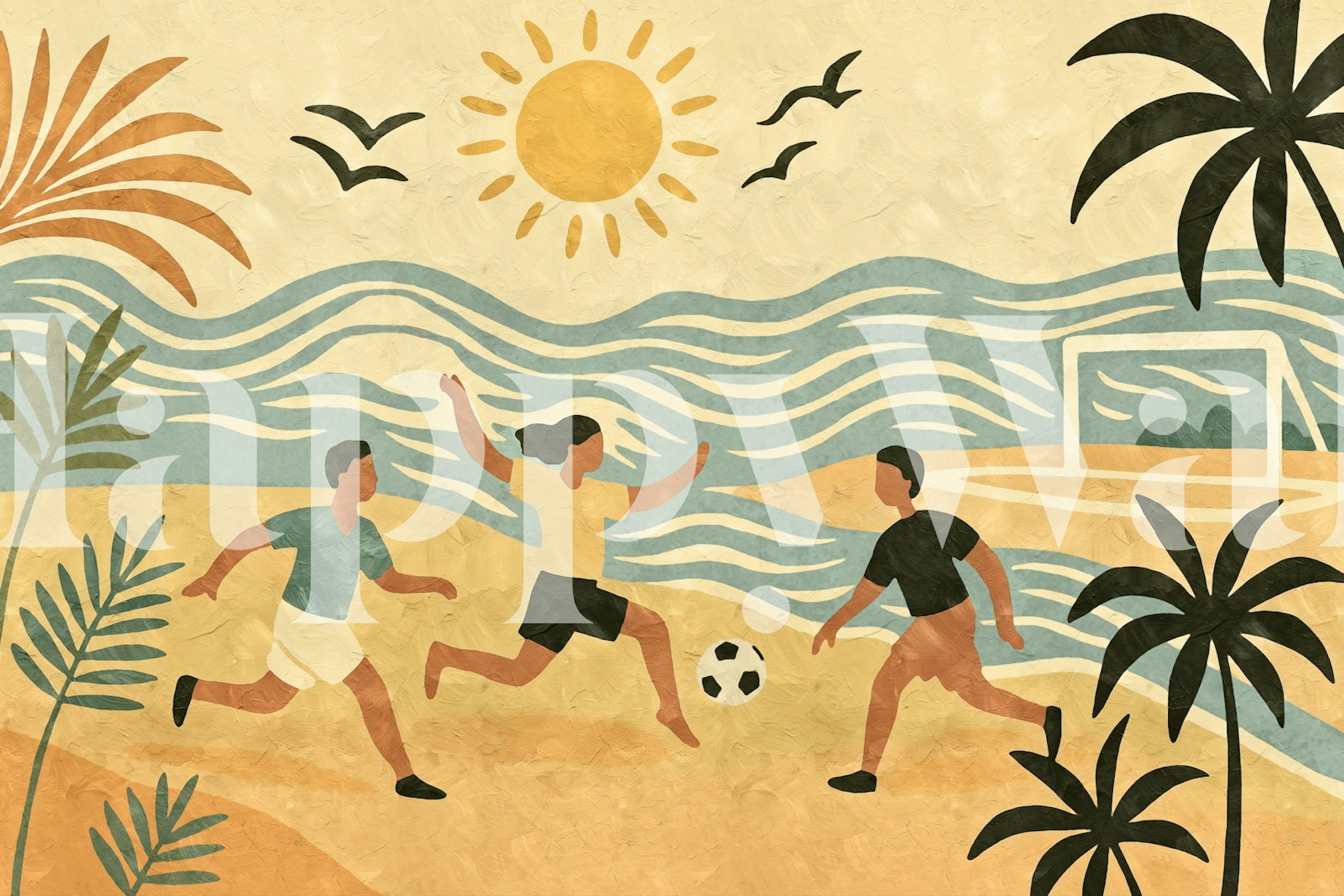 Ταπετσαρία Tropical Soccer σε ένα δωμάτιο