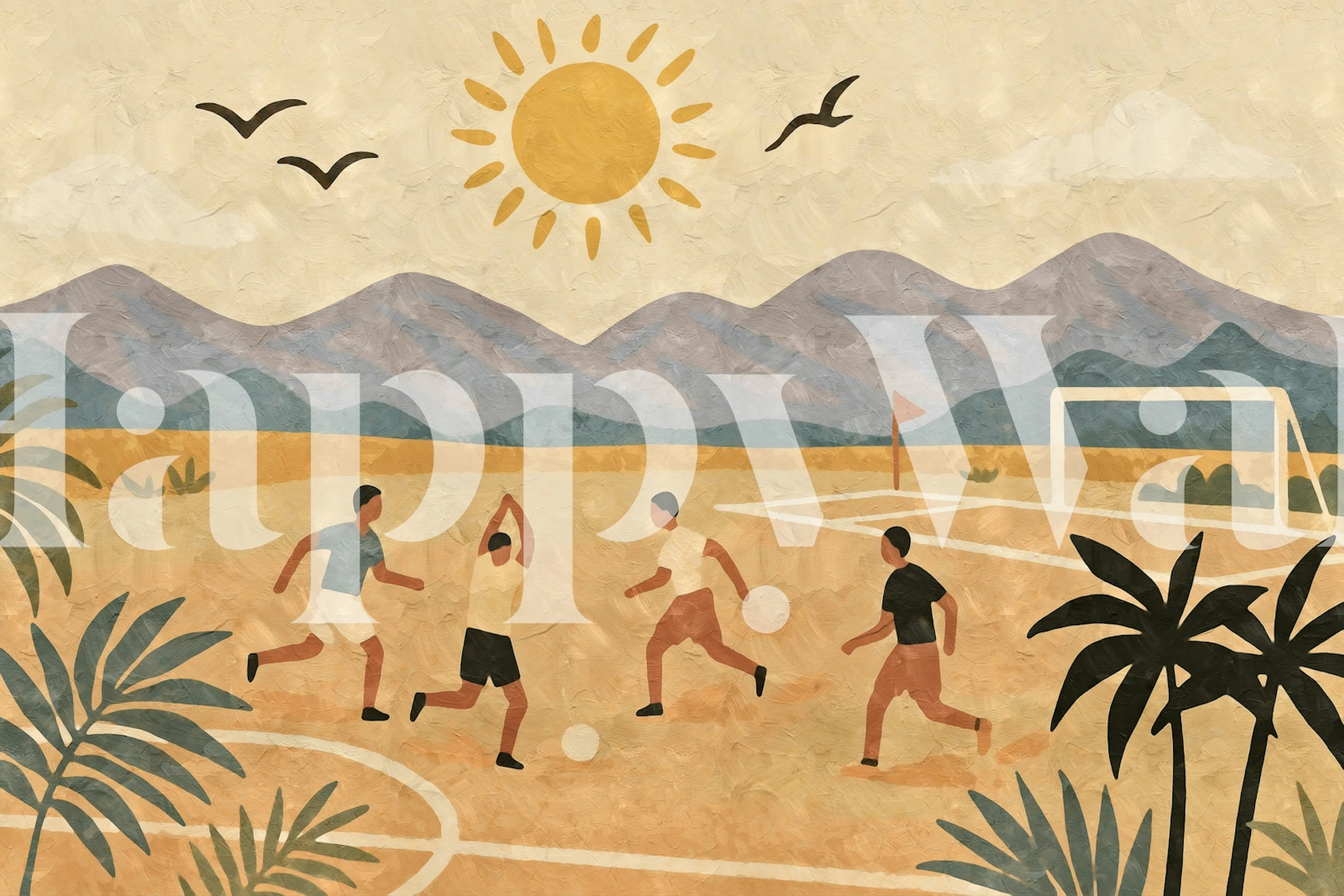 Papel de parede Tropical Soccer com jogadores animados