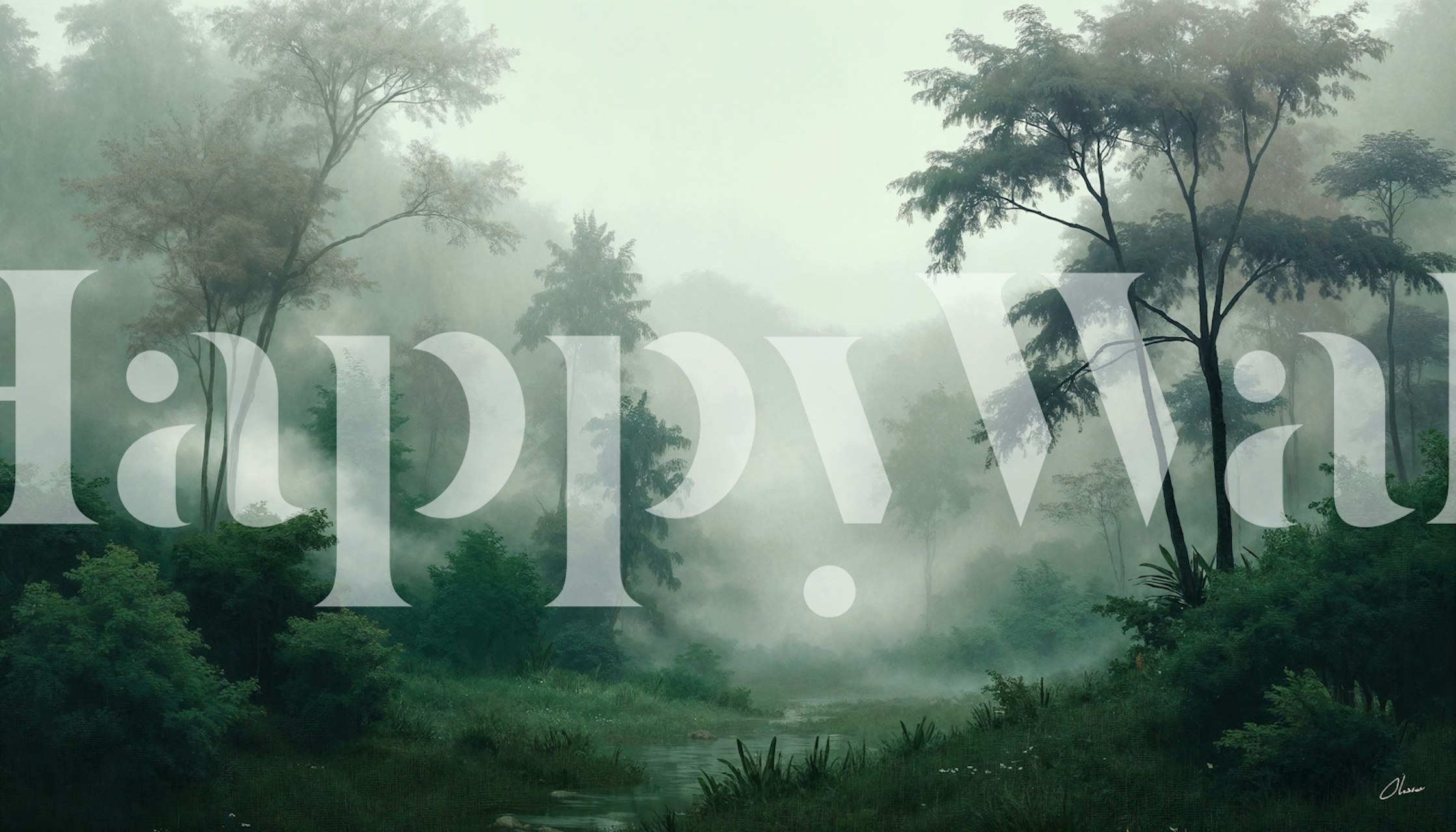 Mystical Woodland Scene wallpaper in a room