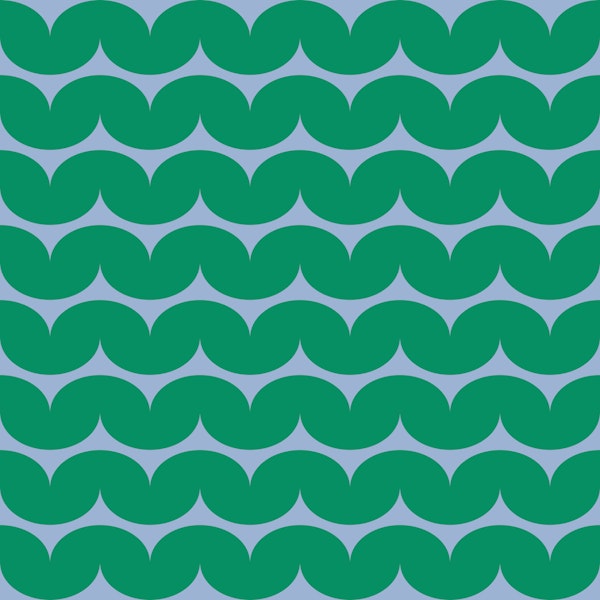 Green Scallop Wave Midcentury Pattern