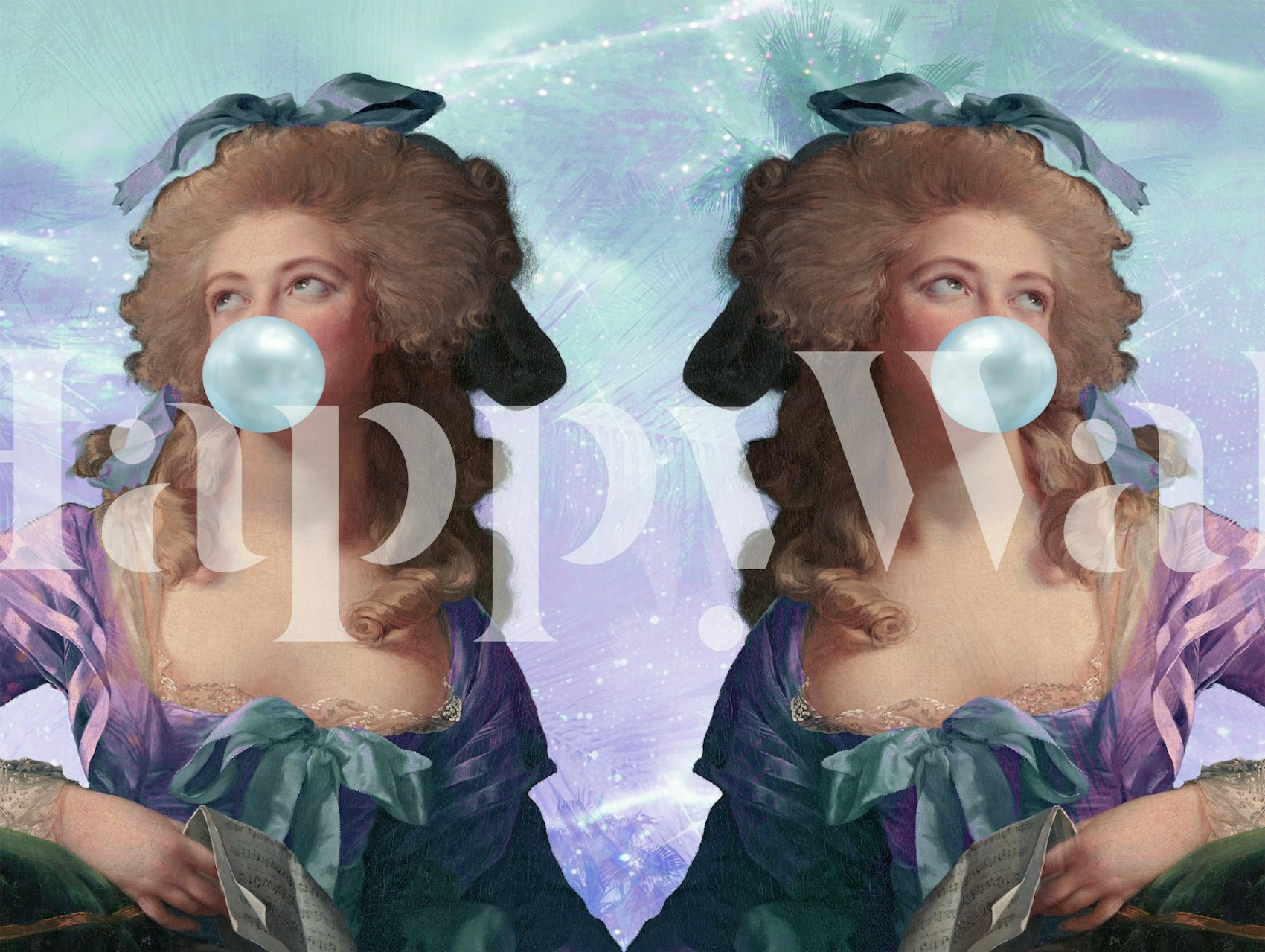 Papier peint Vintage Bubblegum Duo dans une pièce