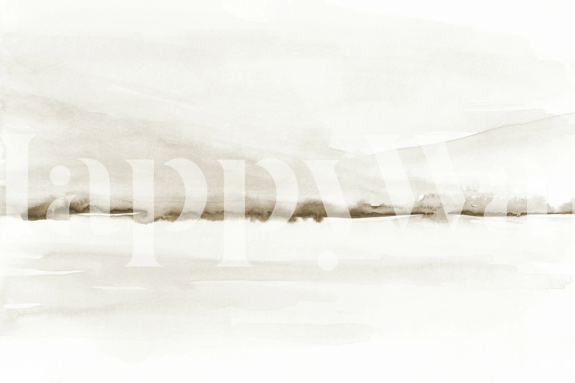 Serene watercolor landscape wallpaper in a room