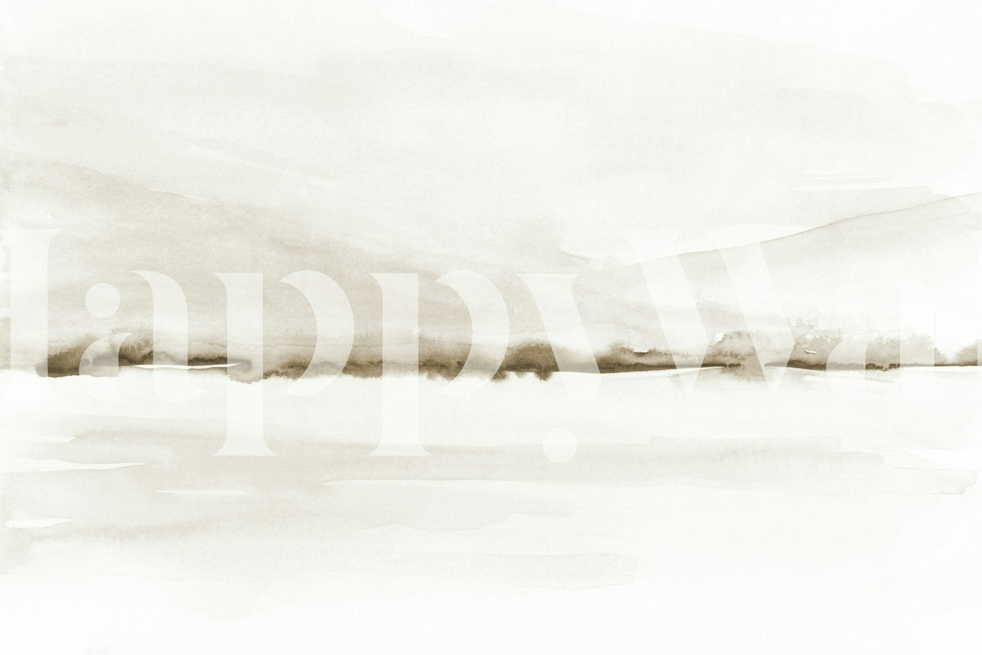 Serene watercolor landscape wallpaper in a room