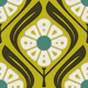 Retro Squared Daisies in Green - S