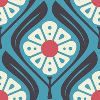 Retro Squared Daisies in Blue - L tapete