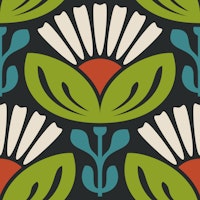Bold Floral Radiance in Green Red - L tapete