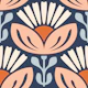 Bold Floral Radiance in Blue Peach - S