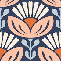 Bold Floral Radiance in Blue Peach - S ταπετσαρία