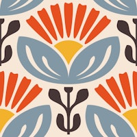 Bold Floral Radiance in Red Blue - L wallpaper