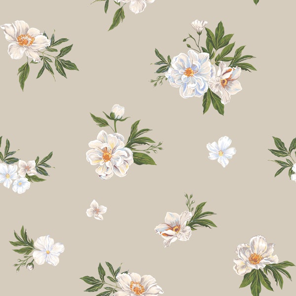Wild Roses on Beige