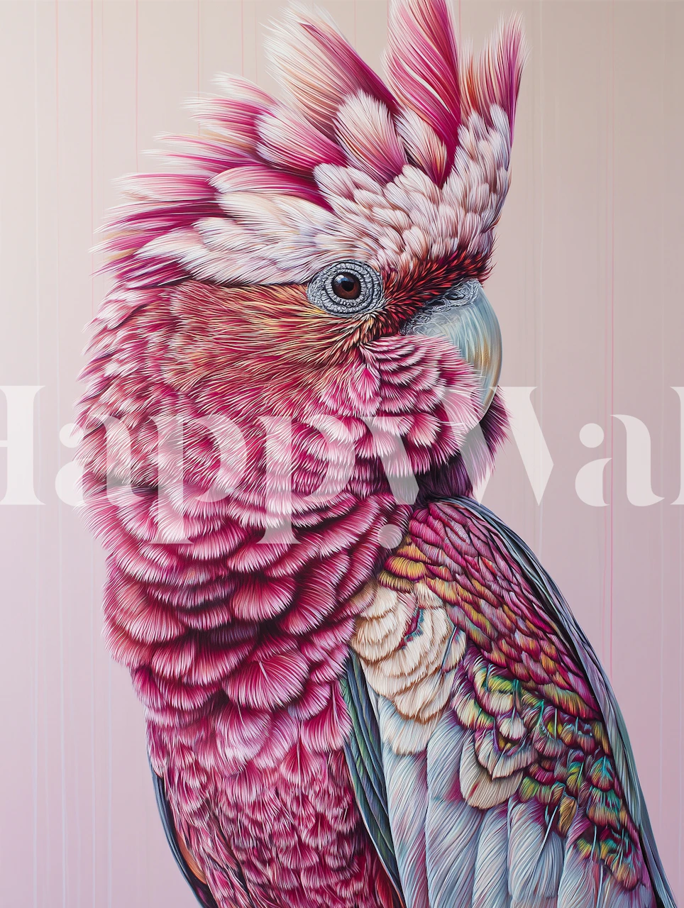 Vibrant pink cockatoo wallpaper in room