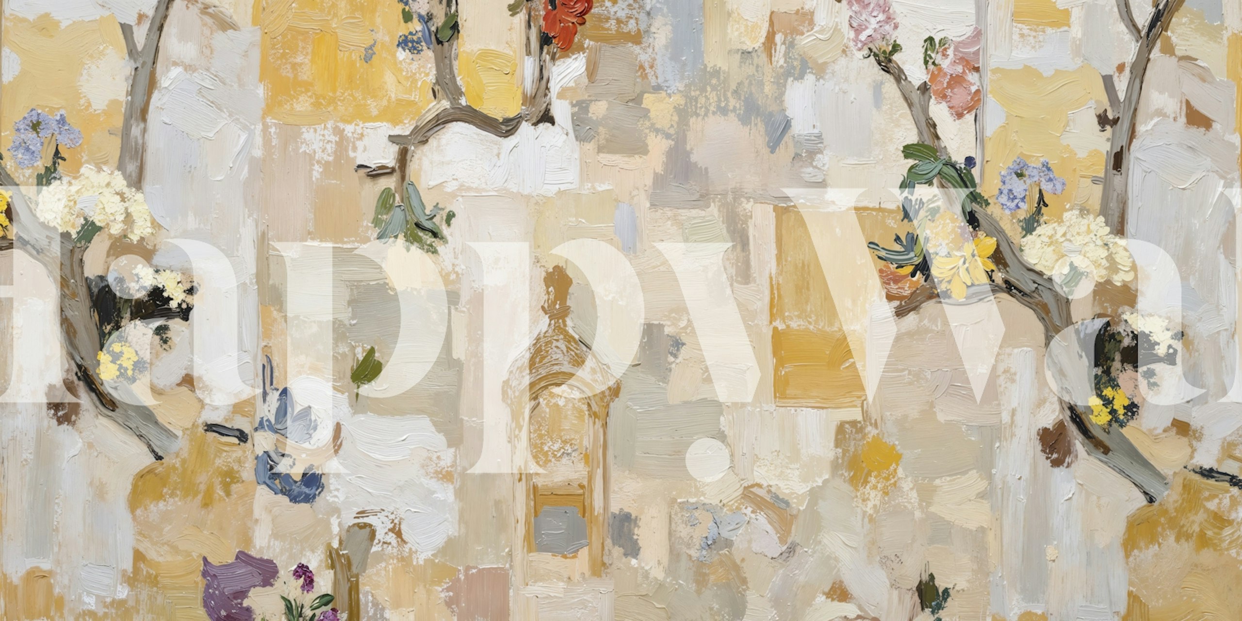 Floral Zen Garden-behang in een stijlvolle kamer