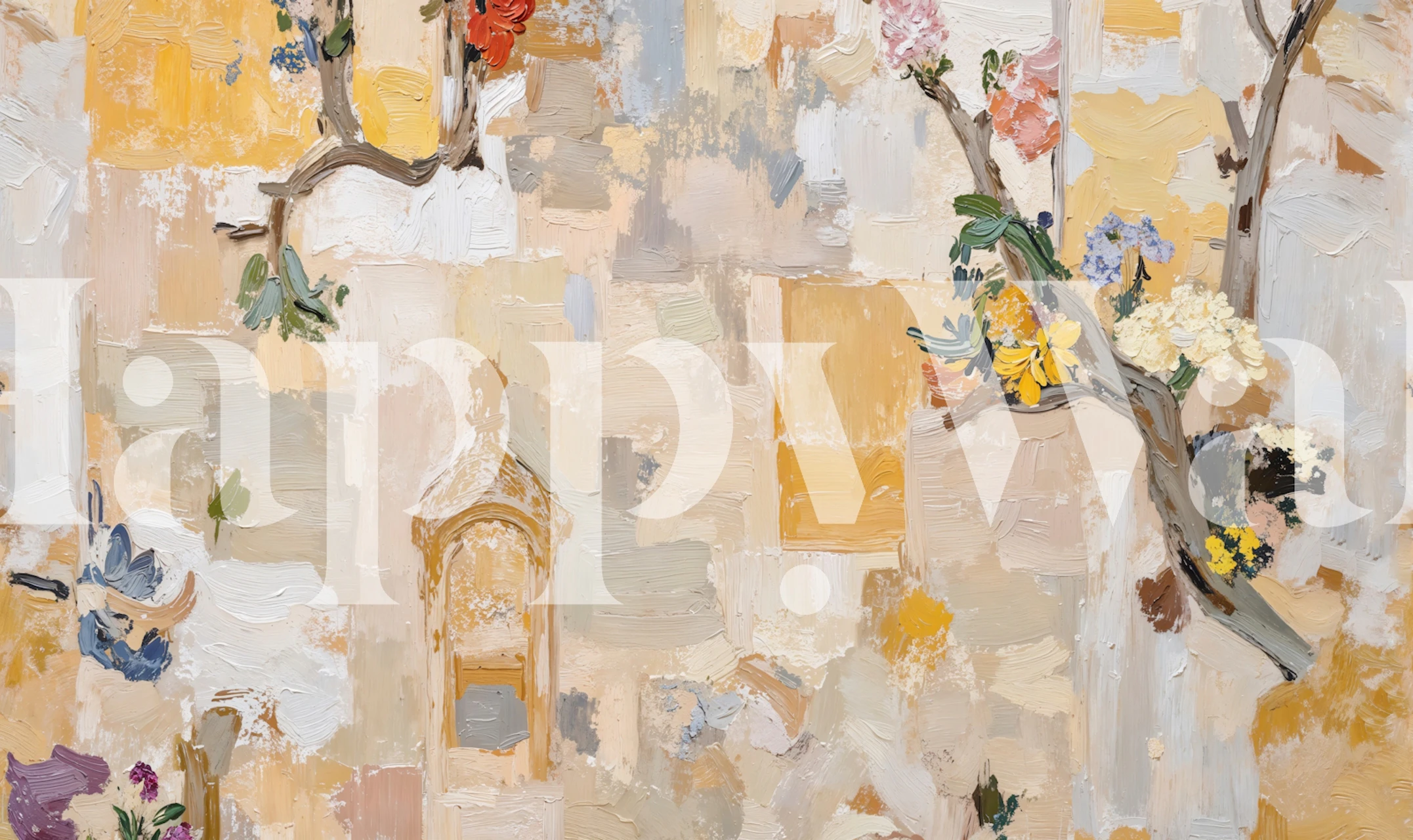 Floral Zen Garden-tapet i et stilrent rum