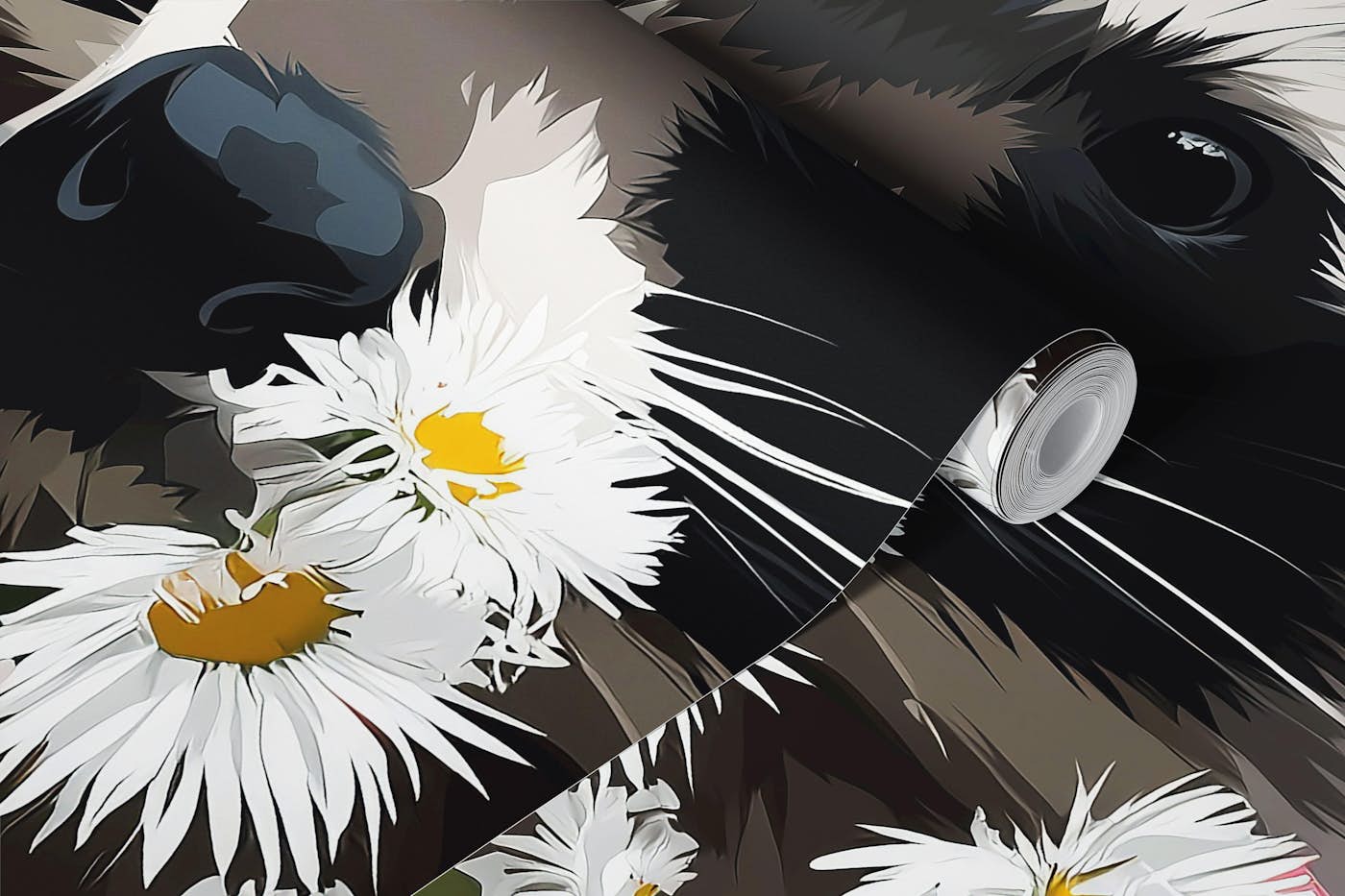 Charming Raccoon Bouquet wallpaper roll