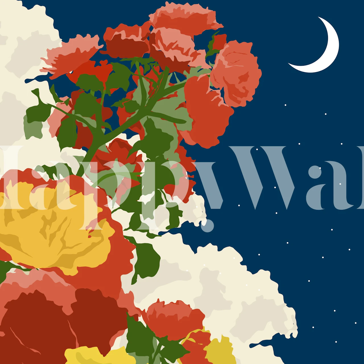 Moon Light floral wallpaper in a room