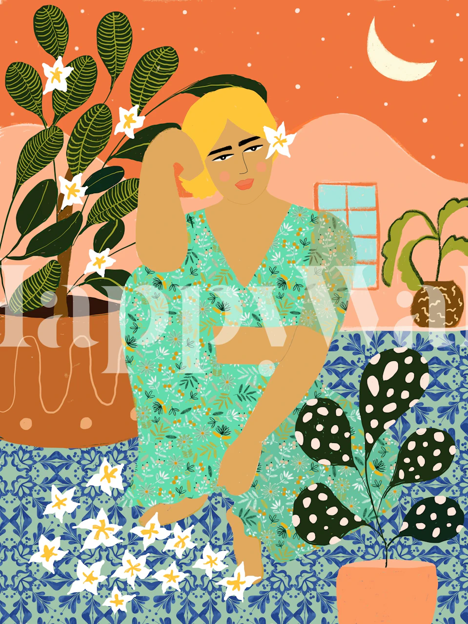 Flower Collector wallpaper design in a room