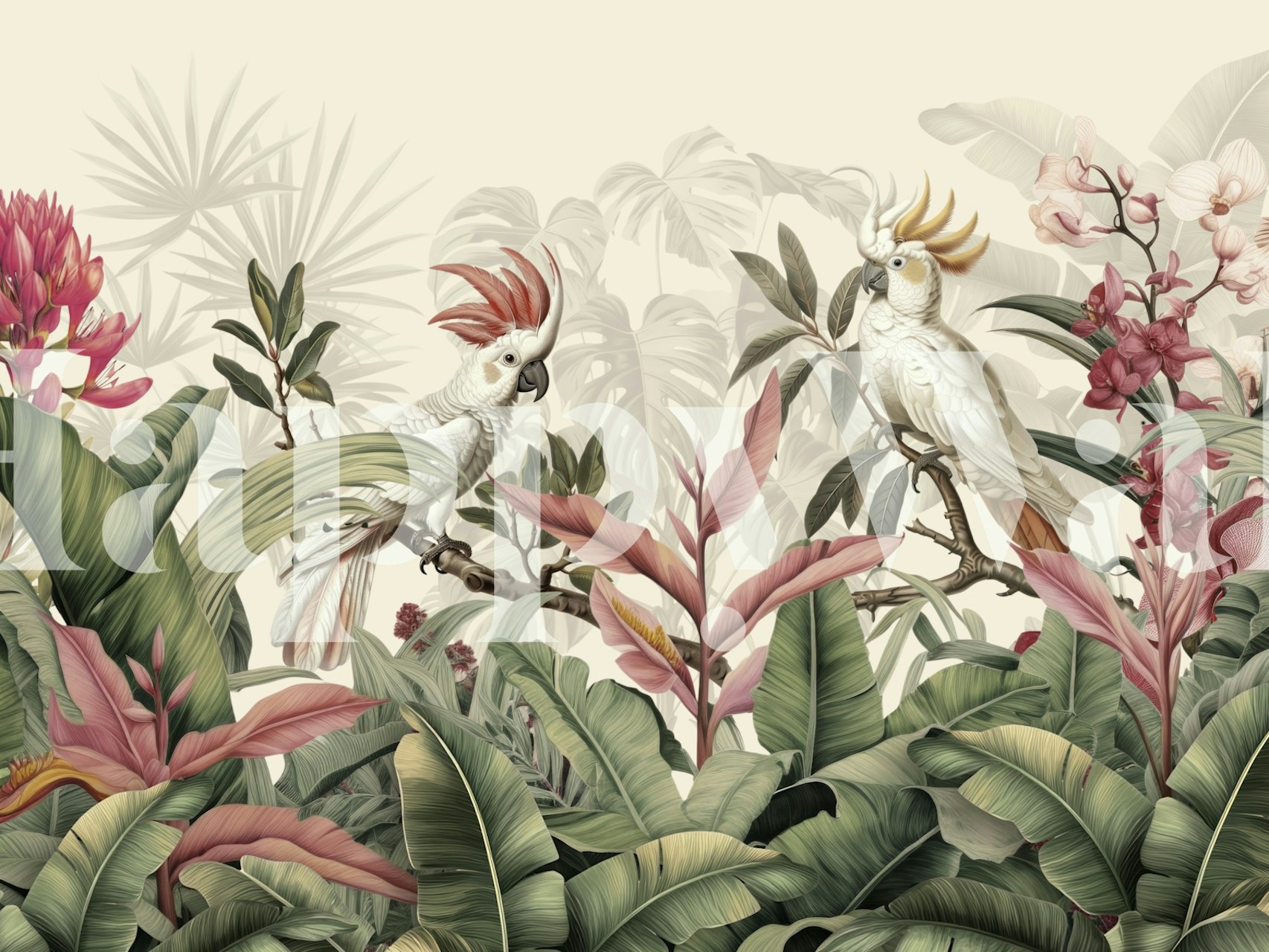 Tropical Cockatoo Birds ταπετσαρία σε ένα δωμάτιο