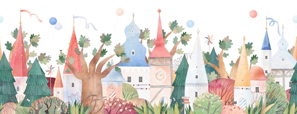 Charming Fairytale Village Wallpaper | happywall.com