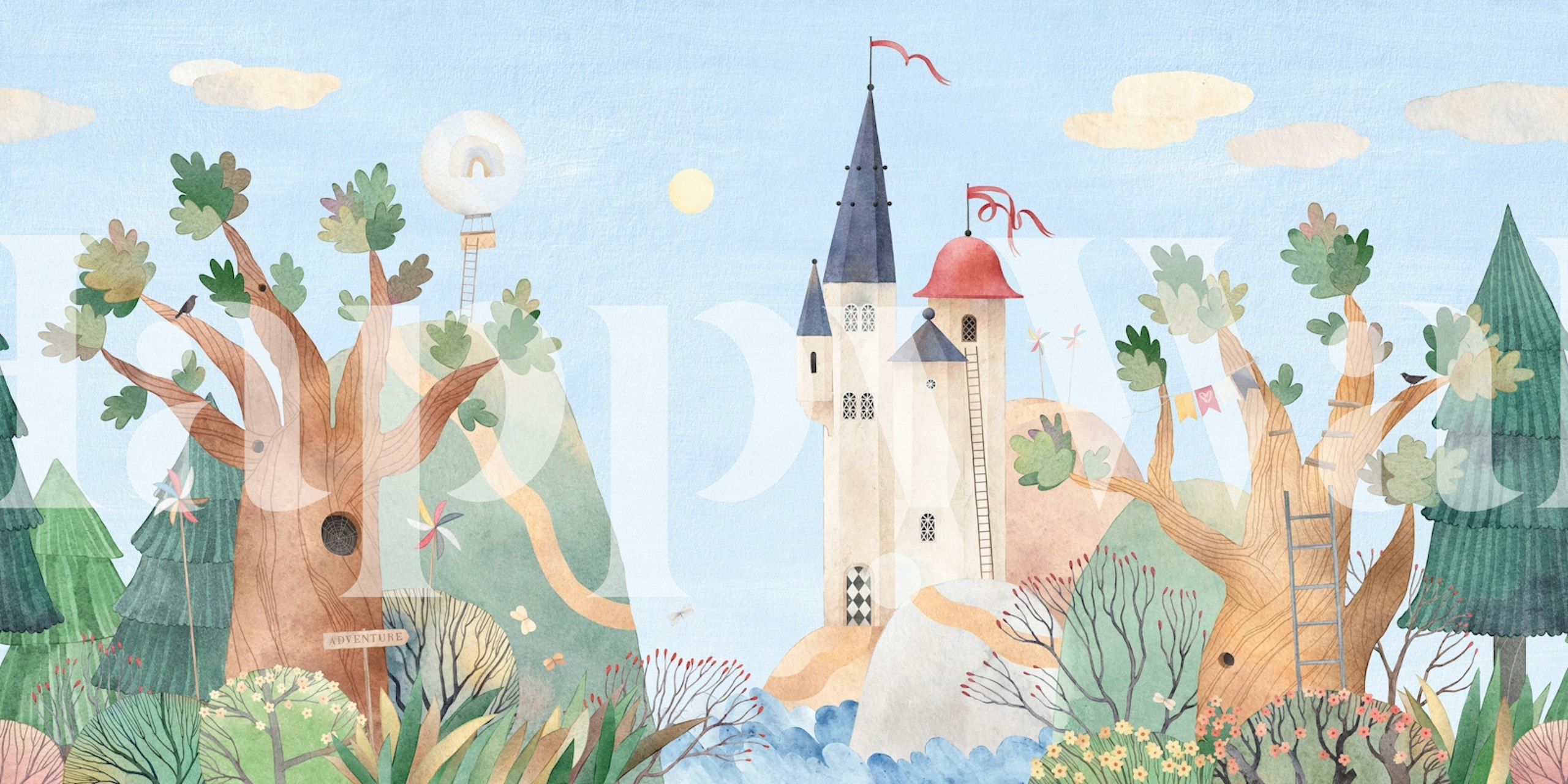 Fantasy forest wallpaper with a castle