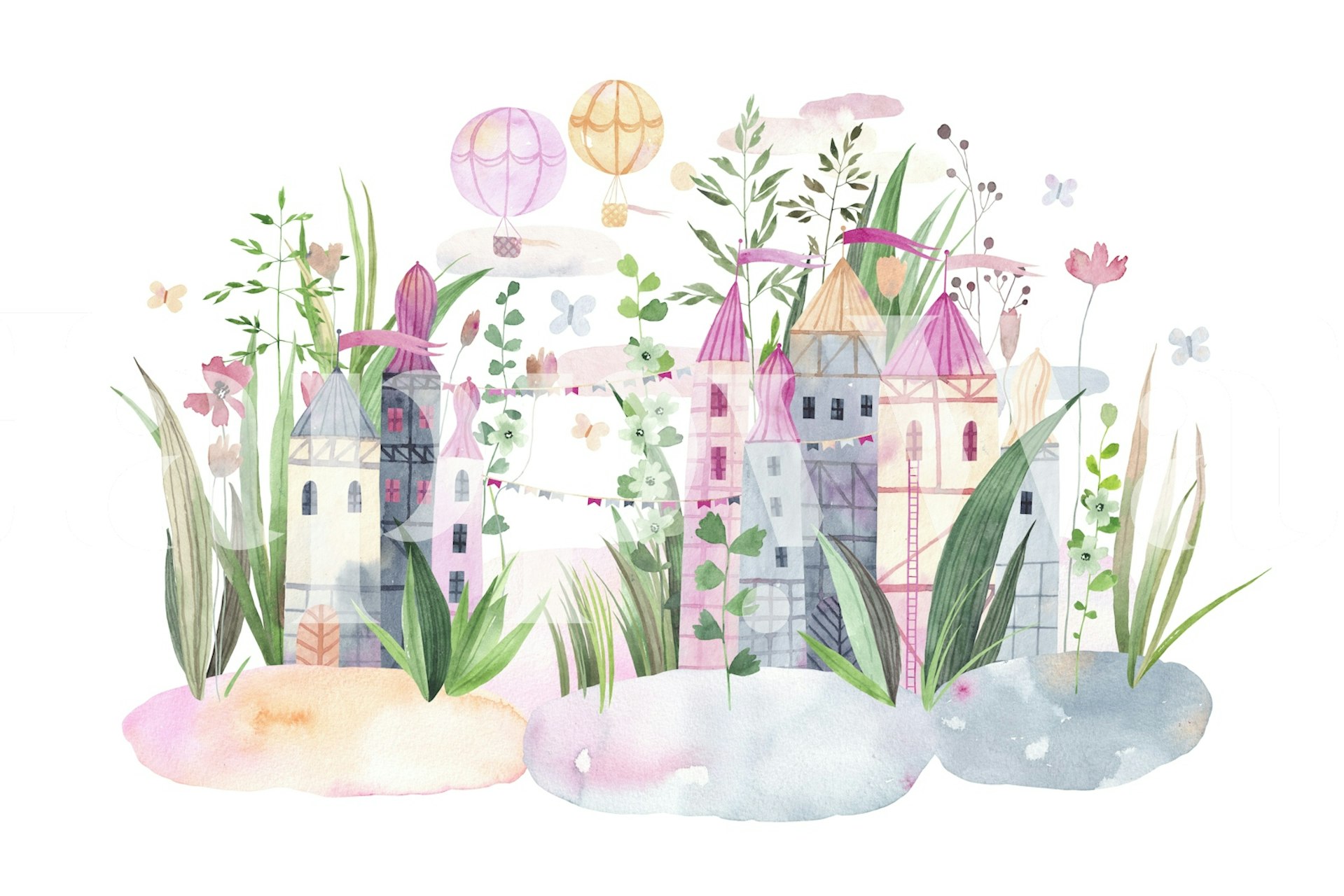 Ταπετσαρία Colorful Fairy Realm σε ρύθμιση δωματίου