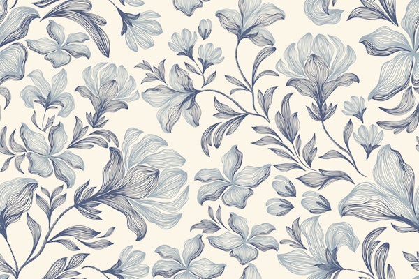 Blue Floral Heritage Print
