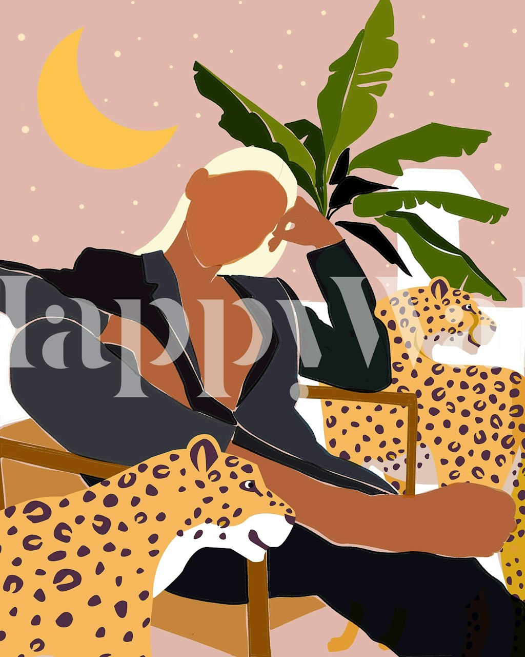 Σχέδιο ταπετσαρίας Girl Boss With Her Cheetahs