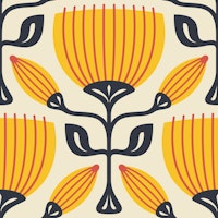 Retro Tulip Delight in Yellow - S wallpaper