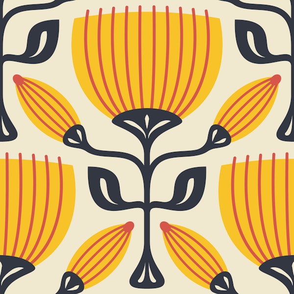 Retro Tulip Delight in Yellow - S