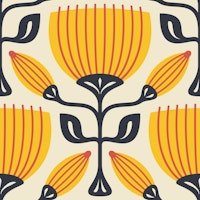 Retro Tulip Delight in Yellow - L tapete