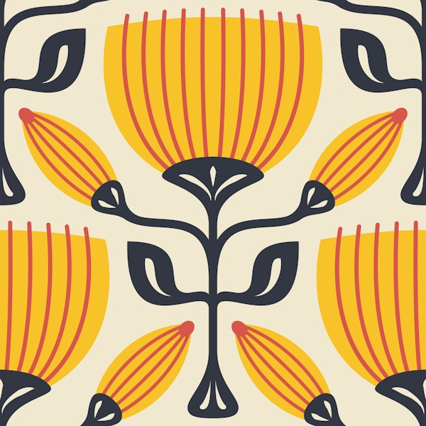 Retro Tulip Delight in Yellow - L