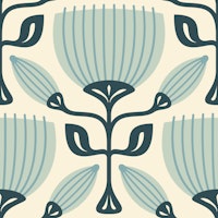 Retro Tulip Delight in Blue - S tapete