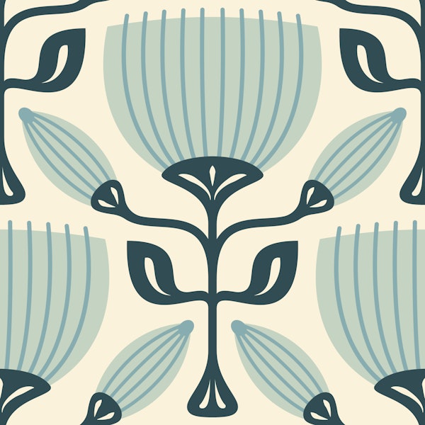 Retro Tulip Delight in Blue - S