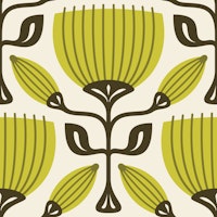 Retro Tulip Delight in Green - S wallpaper