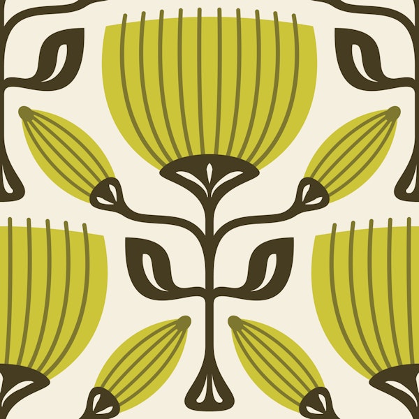 Retro Tulip Delight in Green - S