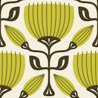 Retro Tulip Delight in Green - L tapete