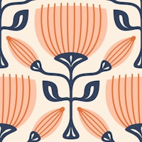 Retro Tulip Delight in Pink - L wallpaper