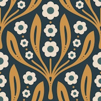 Elegant Daisy Blossoms in Gold Green - S tapetit