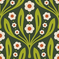 Elegant Daisy Blossoms in Green - L papiers peint