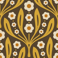 Elegant Daisy Blossoms in Yellow Brown - S tapetit