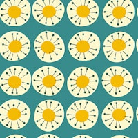 Retro Sunburst - Mid Century Circles - Teal tapete