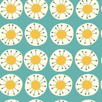 Retro Sunburst - Mid Century Circles - Teal tapeta