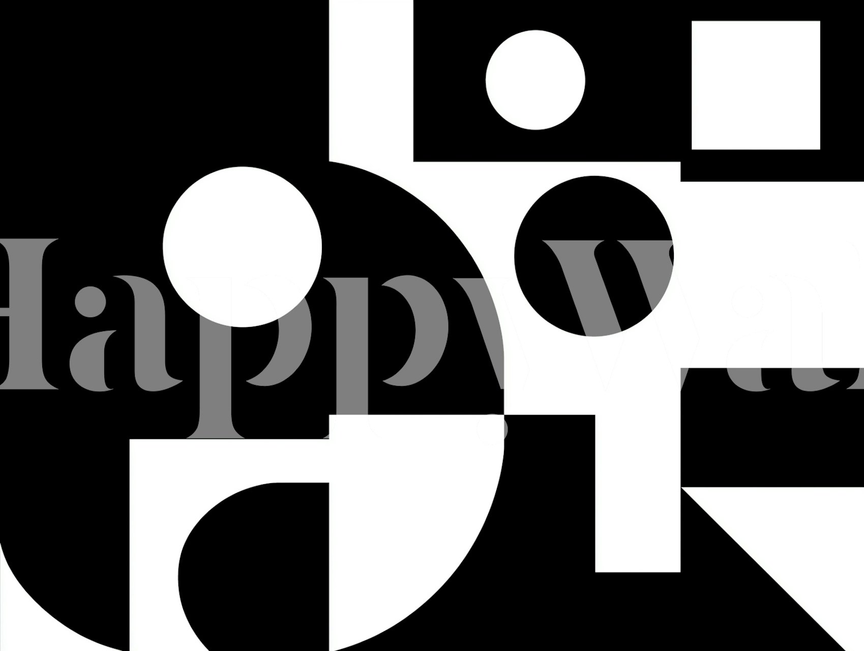 Geometric black and white wallpaper in a room