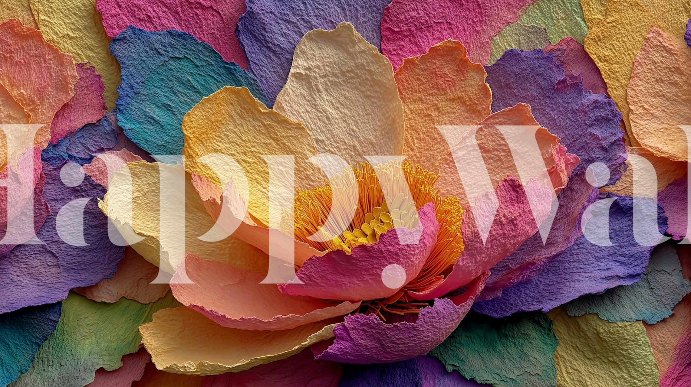 Χρωματιστό ταπετσαρία με λουλούδια σε ένα δωμάτιο