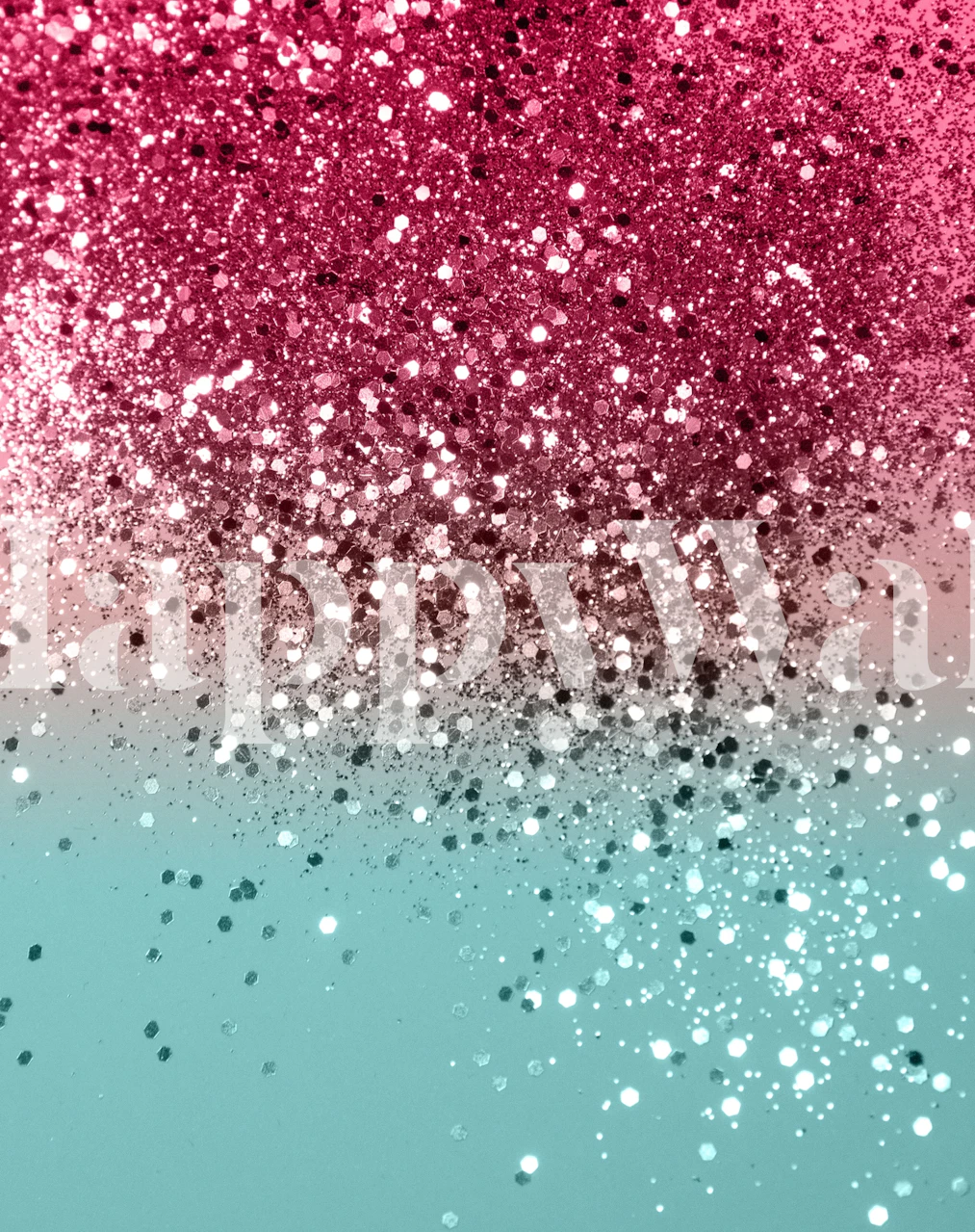 Trendy tropical pink and turquoise watermelon gradient with a sparkling glitter effect wall mural